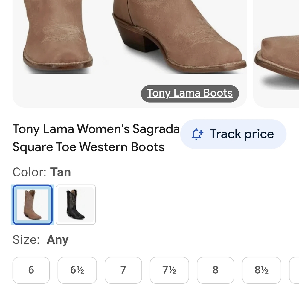 Tony Lama Women's Sagrada Tan Square Toe Western Boots